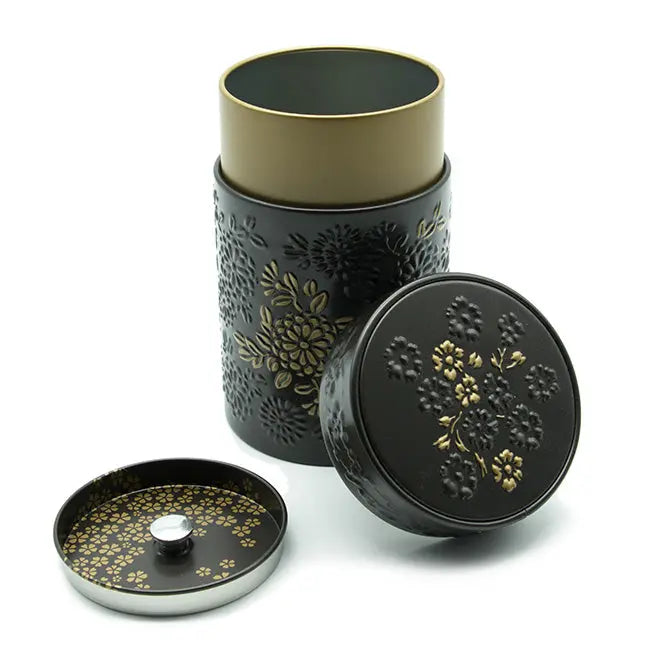 boîtes à thé Yumiko noir La P’tite Tasse – coffret élégant de boîtes hermétiques de 150g, parfait pour conserver la fraîcheur de vos thés favoris avec style.