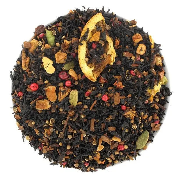 Infusion Séville La P’tite Tasse – mélange aromatique aux notes d’agrumes et d’épices, inspiré des saveurs ensoleillées de la ville de Séville, présenté dans un packaging élégant.