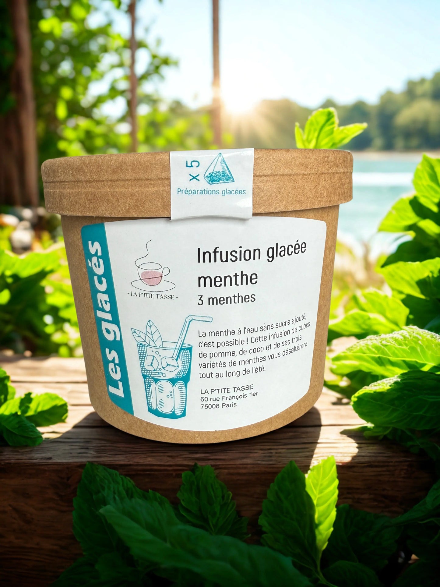 Thé Glacé Menthe La P’tite Tasse – boisson rafraîchissante à base de thé et de menthe, idéale pour les chaudes journées d’été, au goût frais et désaltérant