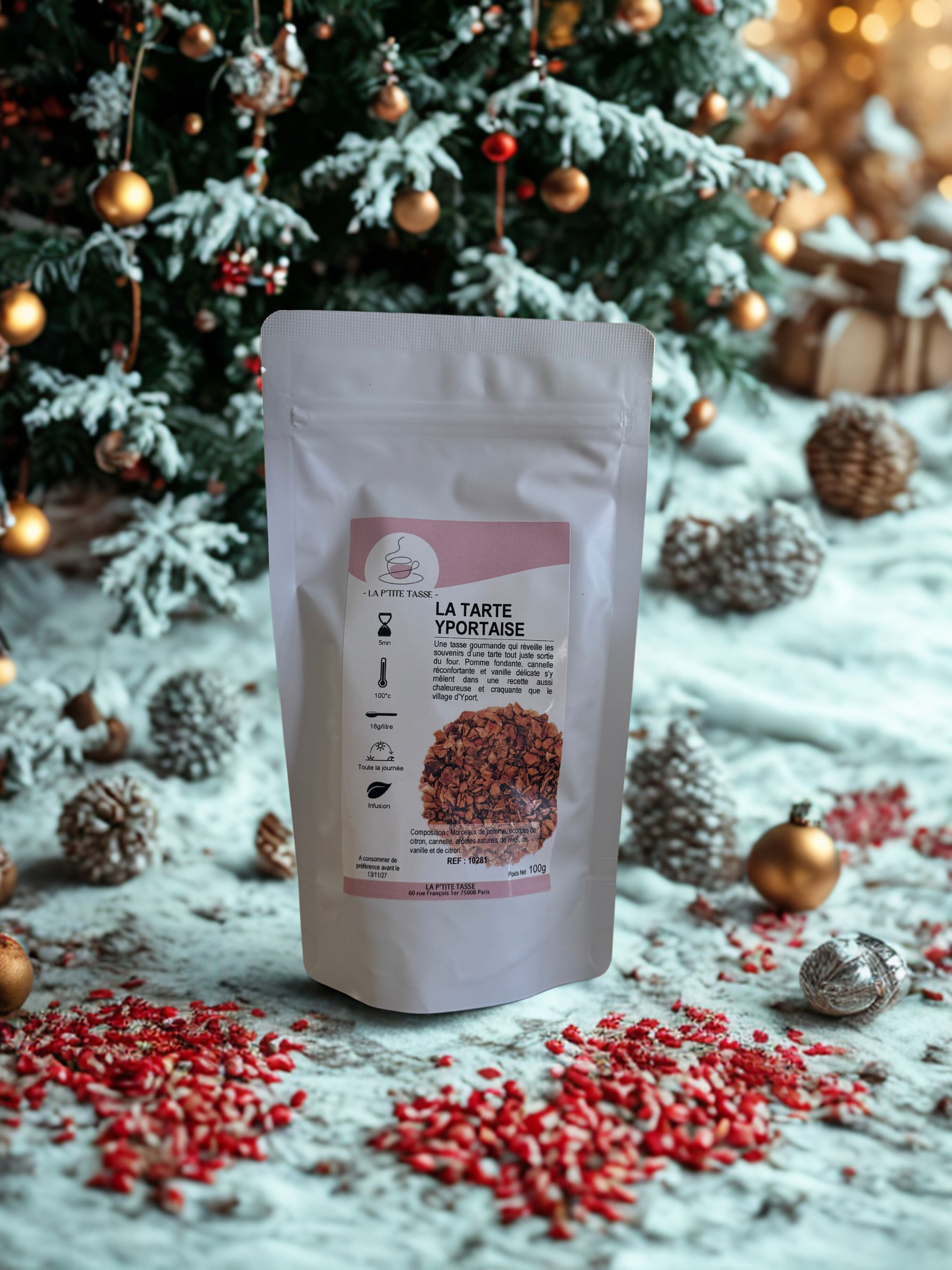 Sachet en vrac thé de noël la tarte yportaise